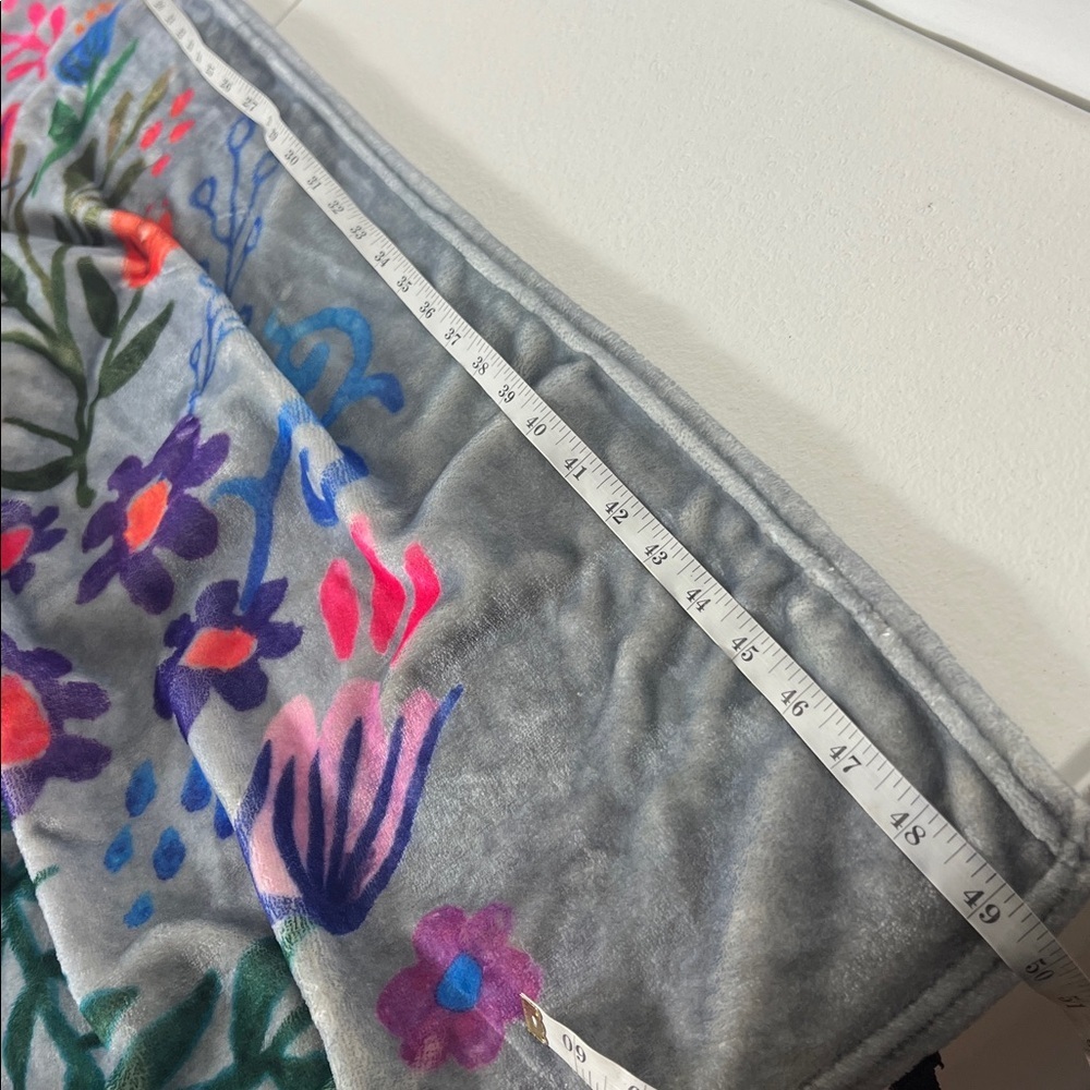 Natural Life Throw Blanket Gray with Floral Print - Picture 6 of 6